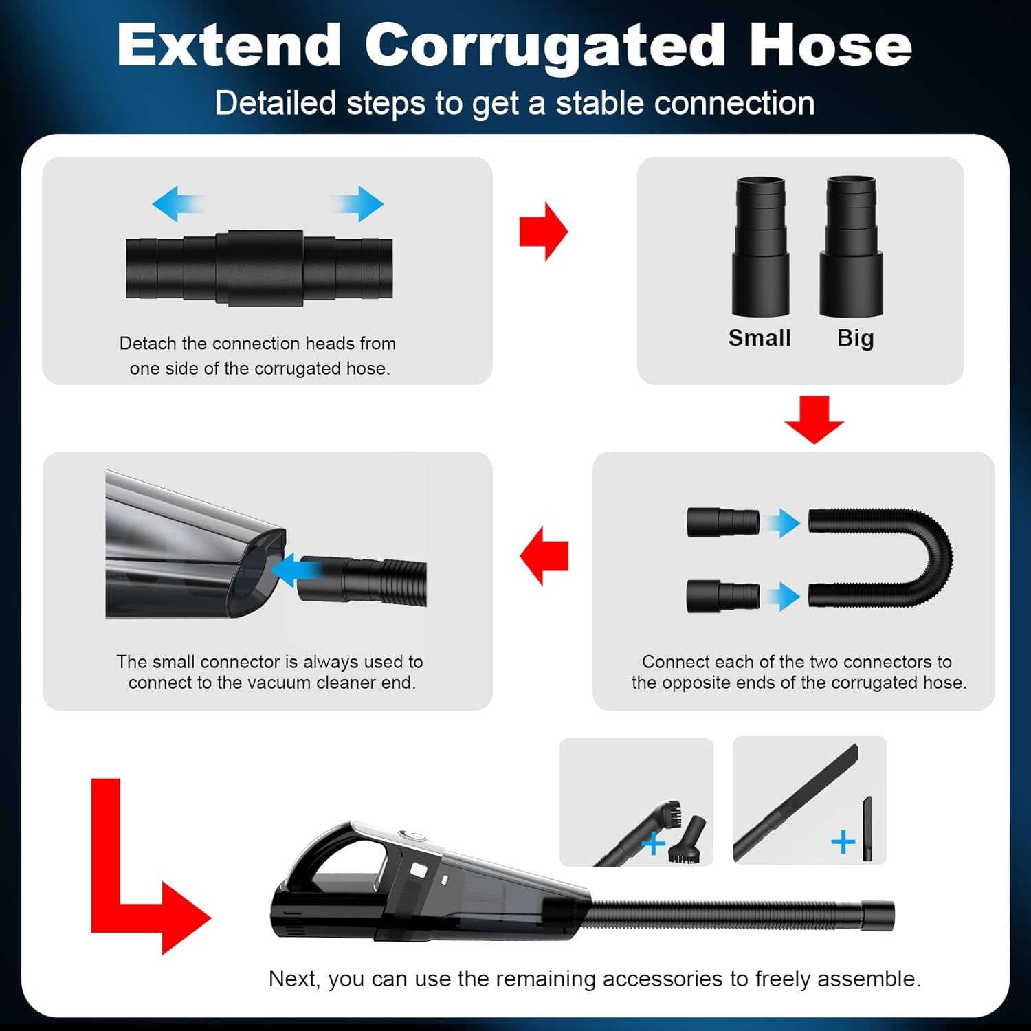 Car Vacuum Cleaner, Portable Car Vacuum with Powerful 7000PA Suction, Car Accessories, DC 12V High Power 16.4Ft Cord Vacuum Cleaner for Car, LED Light & Low Noise, VC008C