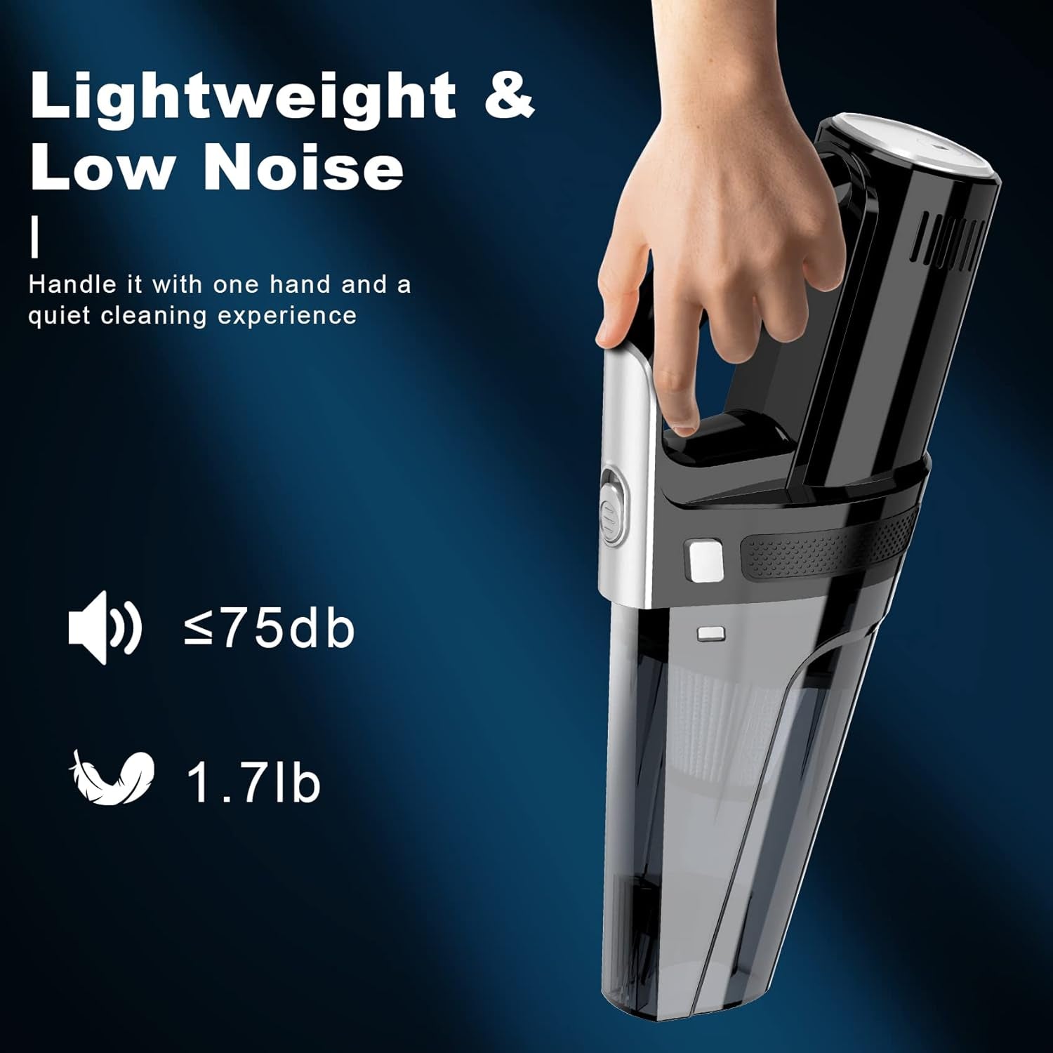 Car Vacuum Cleaner, Portable Car Vacuum with Powerful 7000PA Suction, Car Accessories, DC 12V High Power 16.4Ft Cord Vacuum Cleaner for Car, LED Light & Low Noise, VC008C