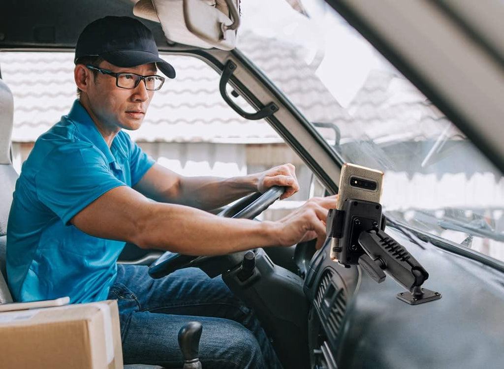 Mounts Drill-Base Mega Grip Phone Mount | Universal Phone Fit | 360° Adjustable Angle | Flat Surface AMPS Mounting | Compatible with Iphone, Galaxy, Note, Pixel, and More | SM4RM2XMAMPS