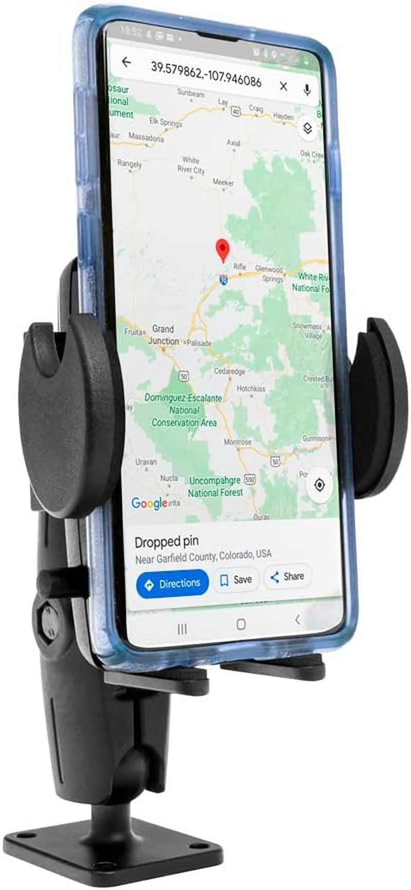 Mounts Drill-Base Mega Grip Phone Mount | Universal Phone Fit | 360° Adjustable Angle | Flat Surface AMPS Mounting | Compatible with Iphone, Galaxy, Note, Pixel, and More | SM4RM2XMAMPS